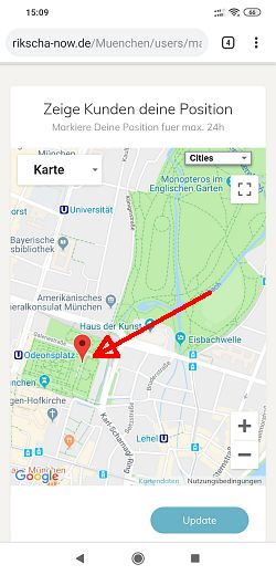 Setze Position
